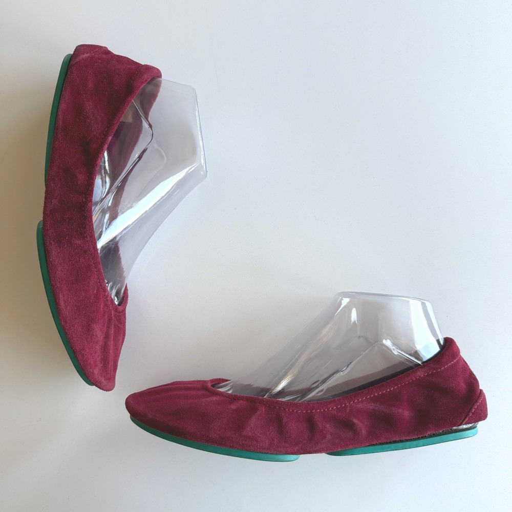 Tieks By Gavrieli Rouge Red Suede Travel Stretch Packable Ballet Flats sz 9